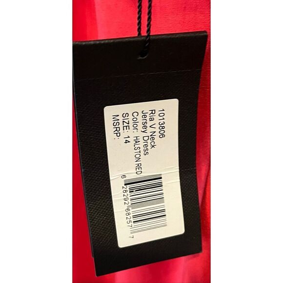 Halston RIA V NECK JERSEY DRESS -14 - Picture 8 of 9